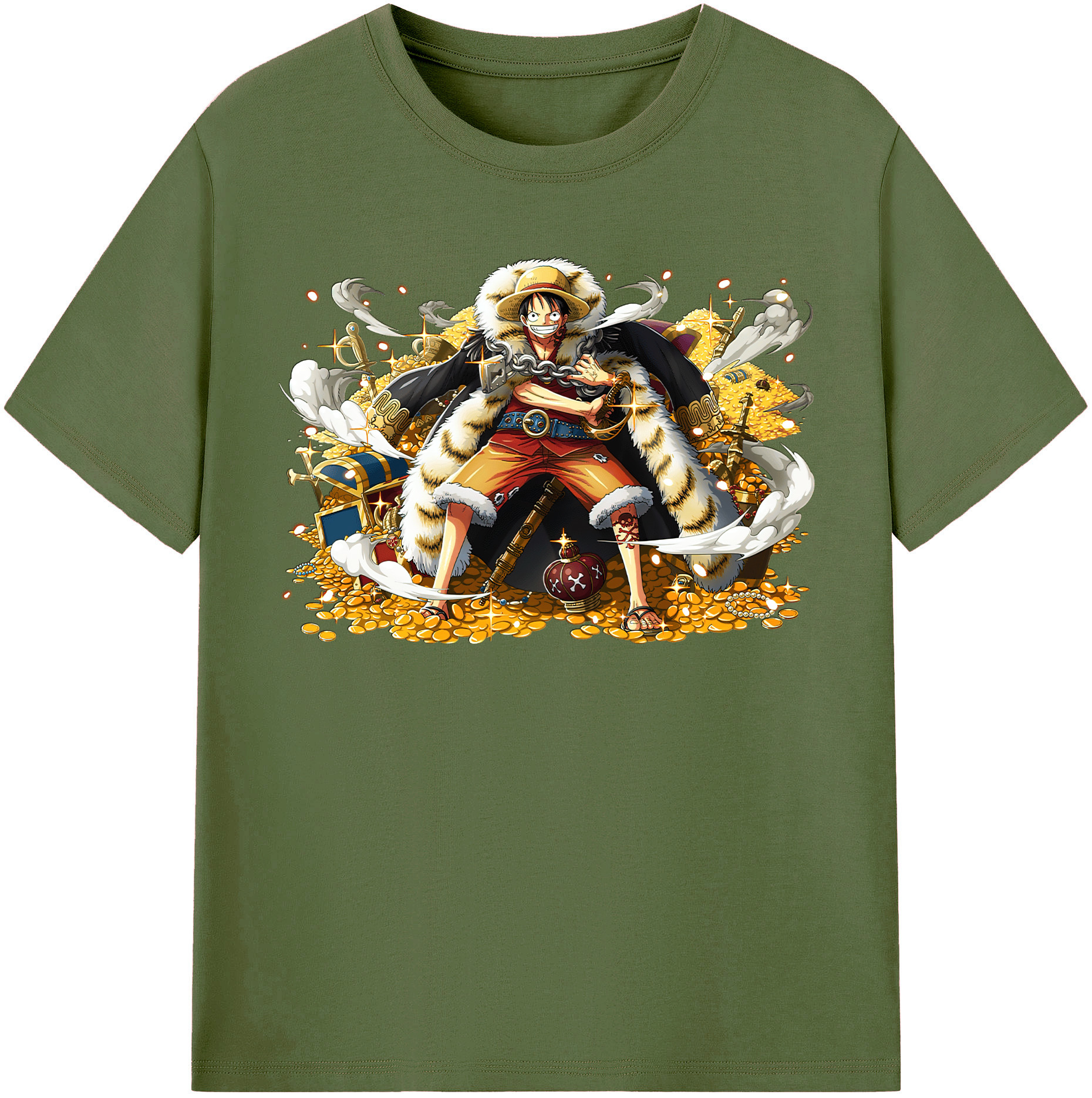 ワンピース モンキー・D・ルフィ ONE PIECE Monkey D. Luffy 綿100％半袖Tシャツ（フロントプリント）